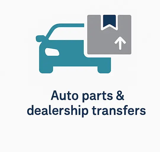“Auto parts icon for urgent hotshot delivery to dealerships and shops.”